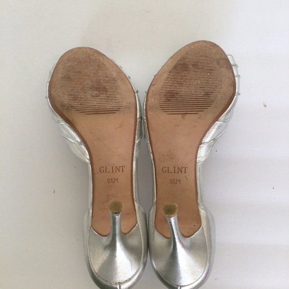 NORDSTROM GLINT SILVER WEDDING HEELS SIZE 9.5 - Picture 12 of 13